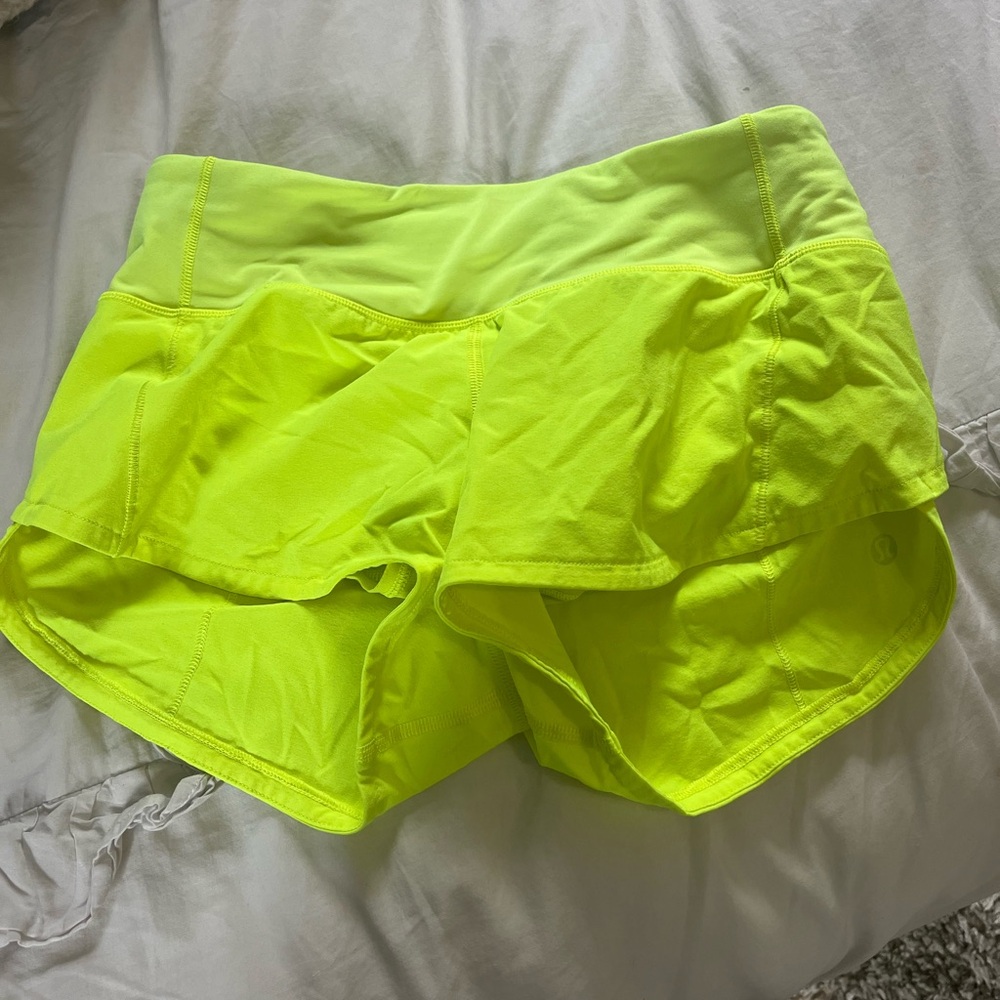 Lululemon neon speed up shorts SIZE 0